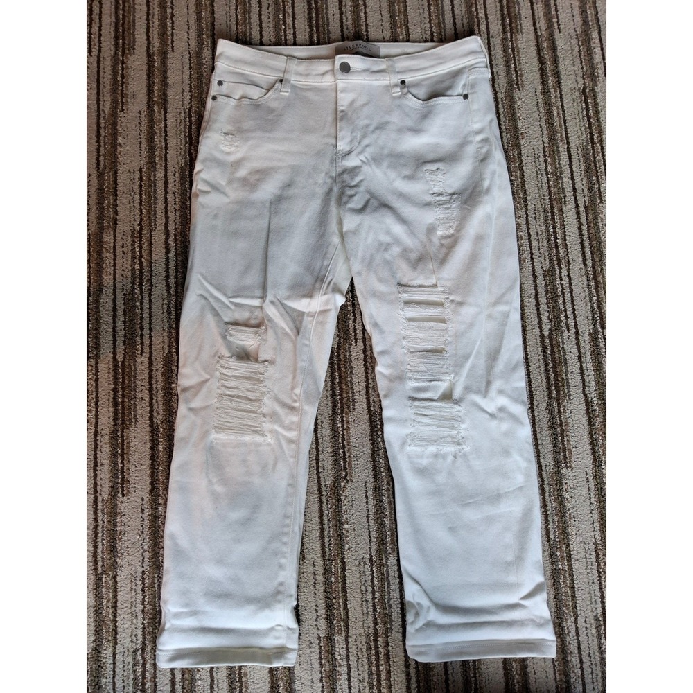 Liverpool Jeans Company White Distressed Crop Boyfriend Jeans Size 10/30
